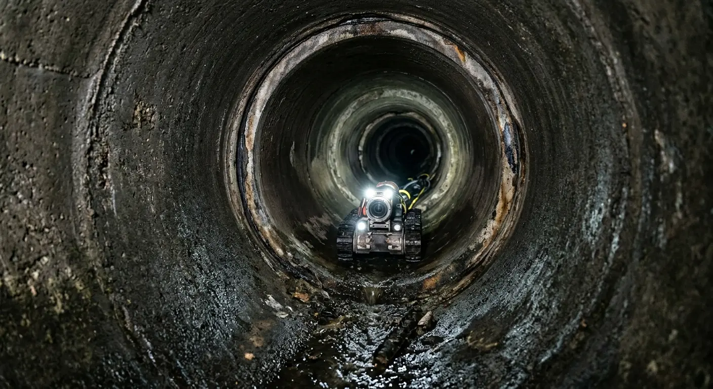 Robotic sewer camera inspecting pipe interior for Sewer Line Cleaning in Harrisburg